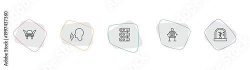 artificial intellegence outline icon set. linear vector for ui, web and mobile. thin line fyling vehicle, voice recognition, servers icons.