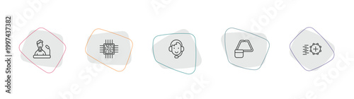 artificial intellegence outline icon set. linear vector for ui, web and mobile. thin line speech, chip, personal assistant icons.