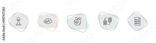 artificial intellegence outline icon set. linear vector for ui, web and mobile. thin line chess, medicine, synthetic food icons.