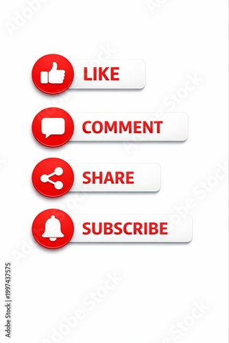 Social media action icons with like comment share subscribe buttons