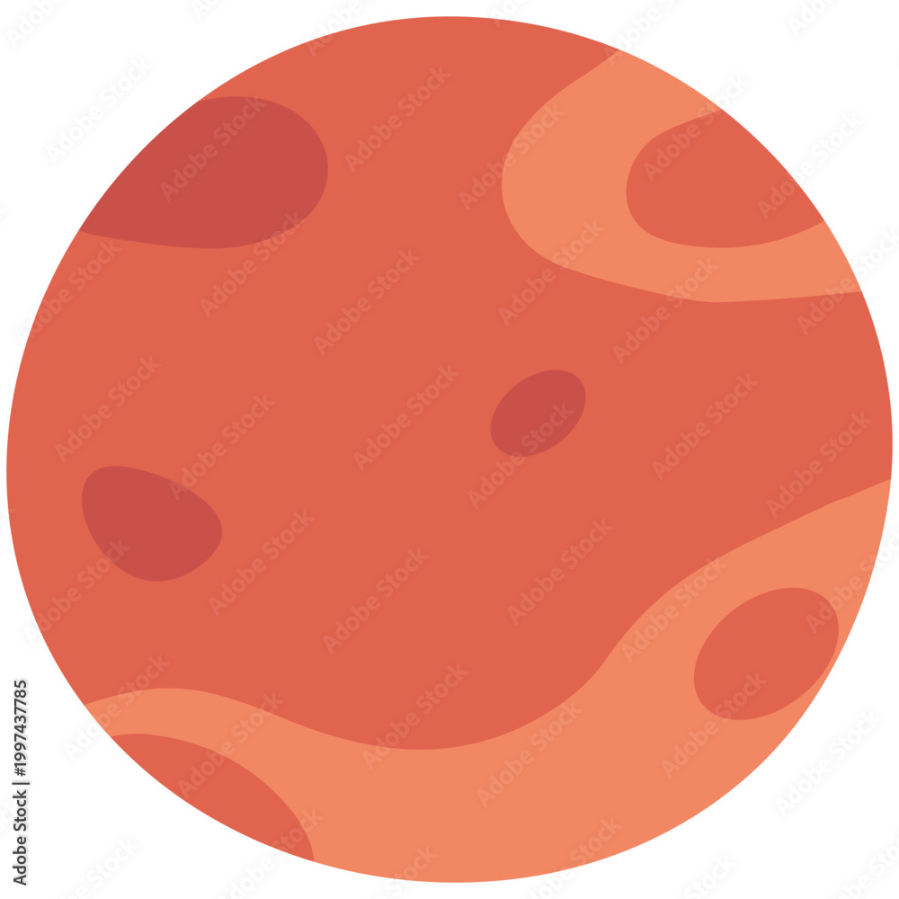 Obraz premium Red Planet Flat Vector Illustration