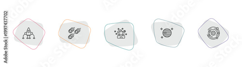 astronomy outline icon set. linear vector for ui, web and mobile. thin line space lander, meteorites, observatory icons.
