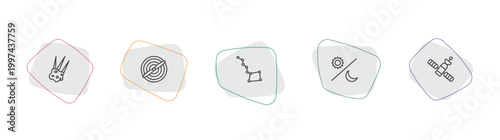 astronomy outline icon set. linear vector for ui, web and mobile. thin line aerolite, airscrew, big dipper icons.