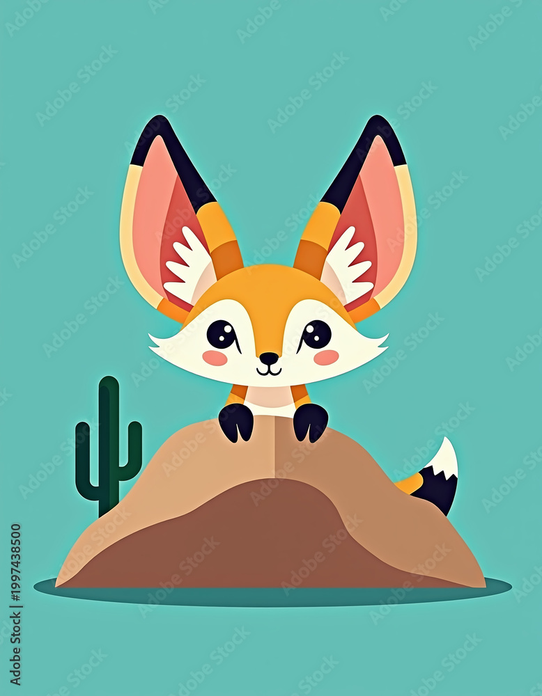 Fototapeta premium Charming Fennec Fox Illustration for Desert-Themed Projects