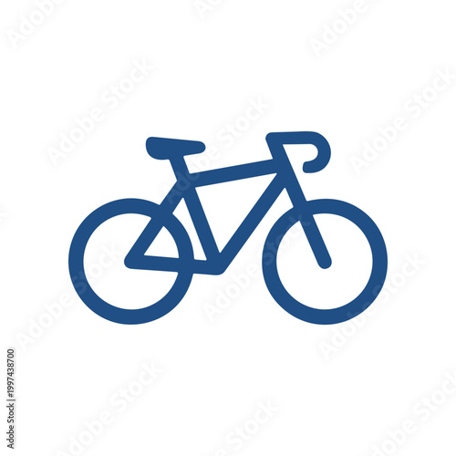 Blue bicycle icon on white background.