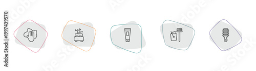 cleaning outline icon set. linear vector for ui, web and mobile. thin line wiping, clean room, cream icons.