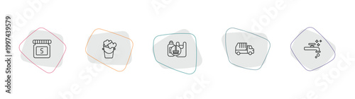 cleaning outline icon set. linear vector for ui, web and mobile. thin line solvent, bucket cleanin, garbage cleanin icons.