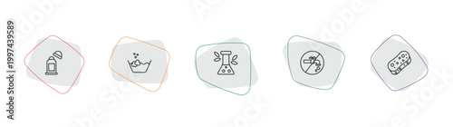 cleaning outline icon set. linear vector for ui, web and mobile. thin line deodorizer, wash, preservatives icons.