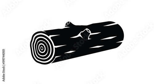 log silhouette with tree rings and branches