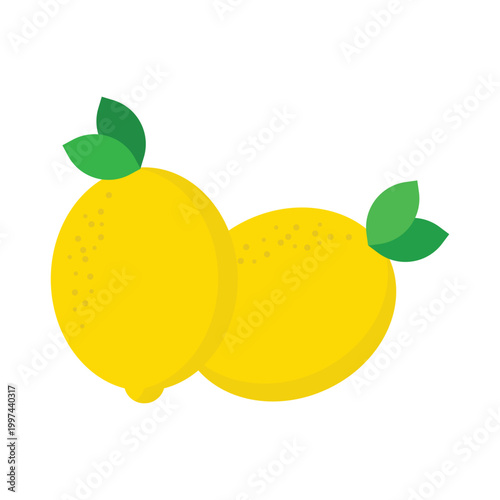 Fresh vector illustration of ripe lemon, juicy orange, and sweet apple with green leaves representing healthy organic food and a vegetarian nature diet