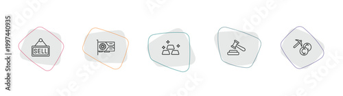 cryptocurrency outline icon set. linear vector for ui, web and mobile. thin line sell, vga card, gold icons.