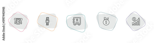 cryptocurrency outline icon set. linear vector for ui, web and mobile. thin line withdraw, point of service, strongbox icons.