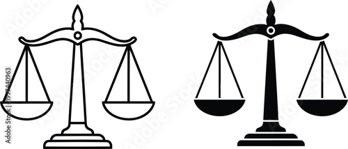 Scales of justice vector illustration law balance and legal concepts