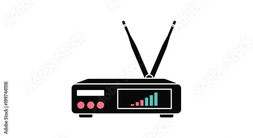 vector illustration of a radio receiver with antennas