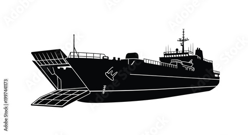 ship silhouette with detailed structure on white background
