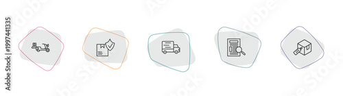 delivery and logistic outline icon set. linear vector for ui, web and mobile. thin line scooter delivery, logistic protection, transportation icons.