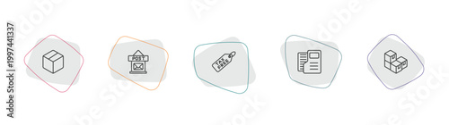 delivery and logistic outline icon set. linear vector for ui, web and mobile. thin line delivery box, post office, tax free icons.