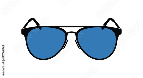 sunglasses with blue lenses on white background