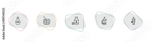 drinks outline icon set. linear vector for ui, web and mobile. thin line armagnac, caipiroska, herbal liquor icons.