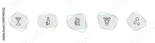 drinks outline icon set. linear vector for ui, web and mobile. thin line flirtini, alcohol, beer mug icons.