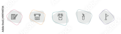 education outline icon set. linear vector for ui, web and mobile. thin line exams, greek pillar, kid icons.