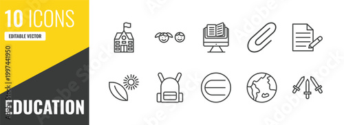 education outline icon set. 10 linear vector for ui, web and mobile. thin line school, kids, studies icons.
