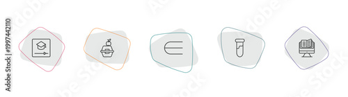 education outline icon set. linear vector for ui, web and mobile. thin line educational video, lunch box, is an element of icons.