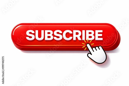 Red subscribe button with click animation and cursor
