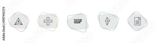 geometry outline icon set. linear vector for ui, web and mobile. thin line triangle, intersection, polygonal coffee cup icons.