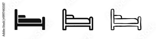 Tableau sur toile Hotel Bed Icon Set for Travel and Accommodation Services