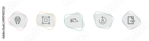 geometry outline icon set. linear vector for ui, web and mobile. thin line fillet, bounding box, off icons.