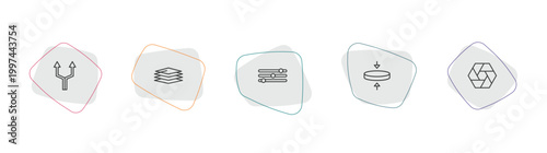 geometry outline icon set. linear vector for ui, web and mobile. thin line parallel, layer, adjust icons.