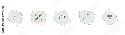 geometry outline icon set. linear vector for ui, web and mobile. thin line trim, extend, distort icons.