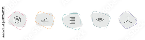 geometry outline icon set. linear vector for ui, web and mobile. thin line hexahedron, angle, right align icons.