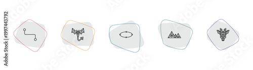 geometry outline icon set. linear vector for ui, web and mobile. thin line line segment, polygonal scorpion, ellipse icons.