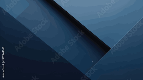 Geometric abstract background in dark blue with sharp angles and intersecting planes, conveying a sense of modern design and depth