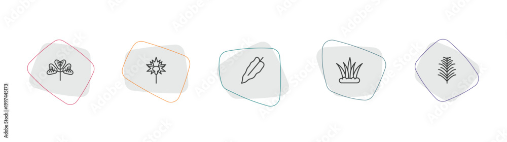 Fototapeta premium nature outline icon set. linear vector for ui, web and mobile. thin line trifoliate ternate, carnation, philodendron icons.