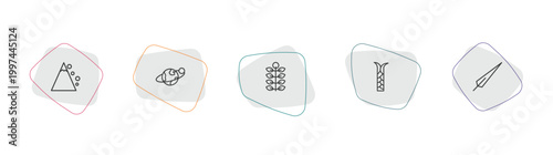 nature outline icon set. linear vector for ui, web and mobile. thin line snowslide, planet with satellite, american mountain ash icons.