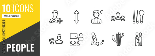 people outline icon set. 10 linear vector for ui, web and mobile. thin line patien, vertical, shepherd icons.