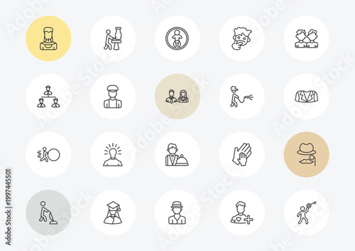 people outline icon set. linear vector for ui, web and mobile. thin line amazonian, businessmen hierarchy, effort icons.