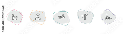 people outline icon set. linear vector for ui, web and mobile. thin line carpenter working, dutch, mother and daughter icons.