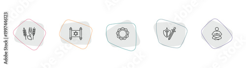 religion outline icon set. linear vector for ui, web and mobile. thin line four species, judaism, buddhism icons.