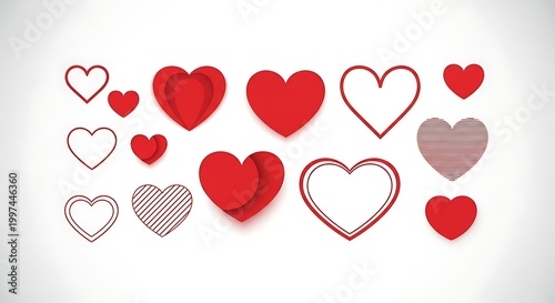 Collection of red and pink hearts.