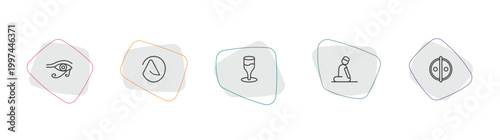 religion collection. outline icon set. linear vector for ui, web and mobile. thin line eye of ra, atheism, goblet icons.