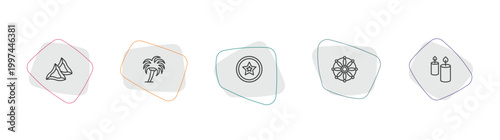 religion outline icon set. linear vector for ui, web and mobile. thin line hamantaschen, palm tree with date, anglican icons.