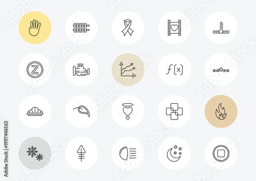 shapes outline icon set. linear vector for ui, web and mobile. thin line four finger in hand, z, reign icons.