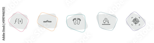 shapes outline icon set. linear vector for ui, web and mobile. thin line function, 5 stars, human foot prints icons.