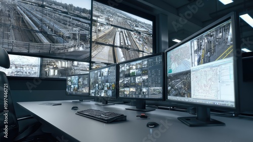Control room monitoring public transport infrastructure and safety