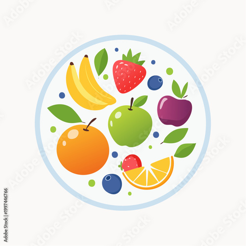 Obstteller mit frischen Früchten ästhetisch und modern angerichtet