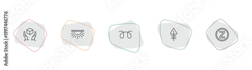 shapes outline icon set. linear vector for ui, web and mobile. thin line handle with care, dome light, glowplug icons.